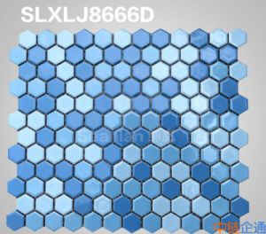 小六角浅蓝三色 高端泳池马赛克 SLXLJ8666D 泳池瓷砖