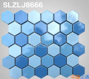 小六角浅蓝三色 高端泳池马赛克 SLXLJ8666D 泳池瓷砖